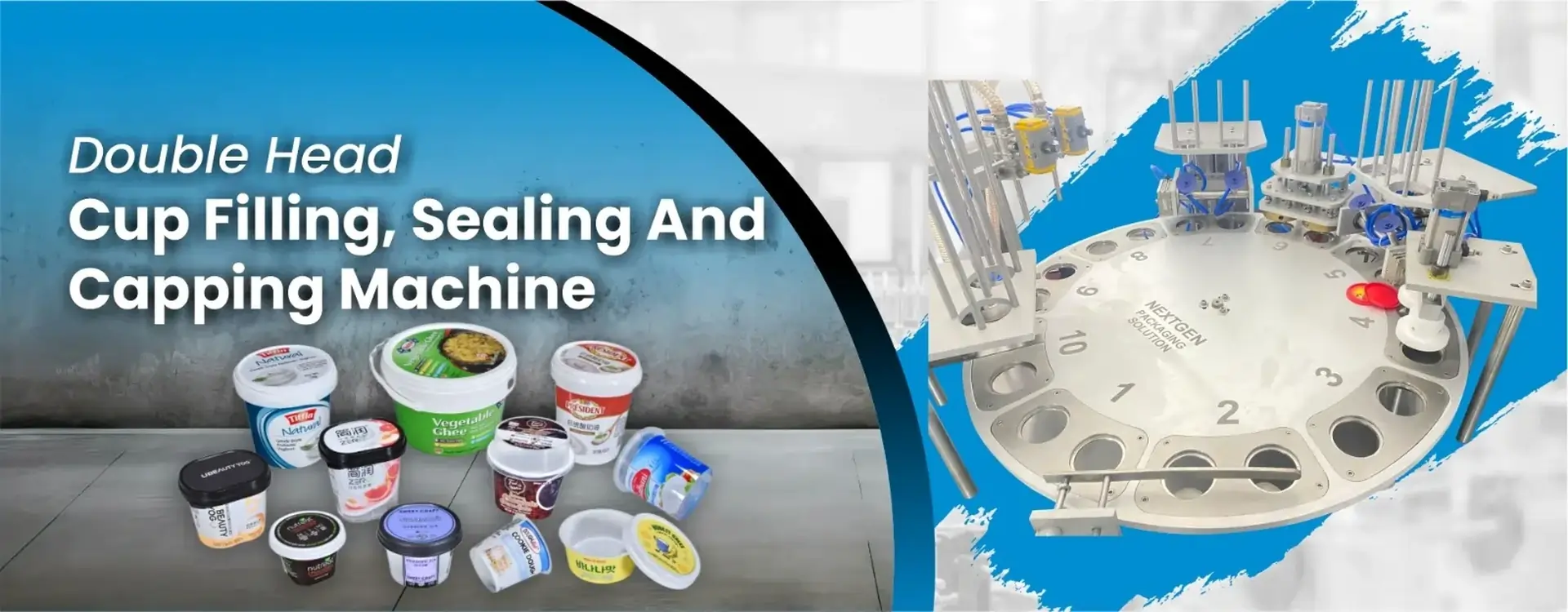 Double Head Cup Filling Sealing and Capping Machine